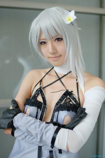 Cosplay by korean girl white hair erotic clothes