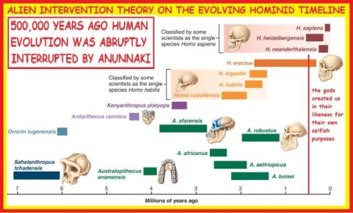 alien intervention theory on the evolving hominid timeline