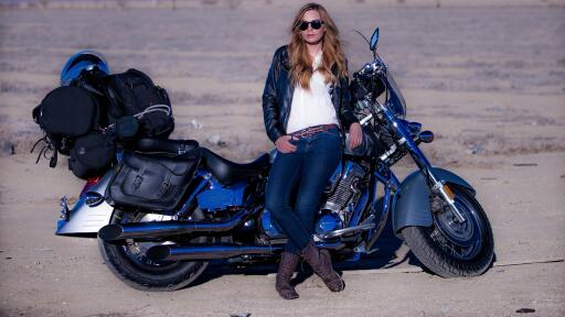 Motorcycle and beautiful lady Ultra HD