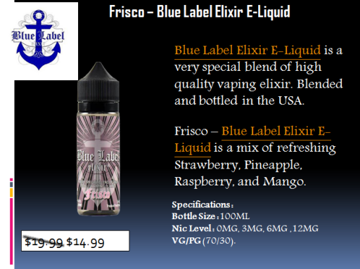 Frisco Vape Juice by Blue Label Elixir | Vape Deals at vapedensity.com