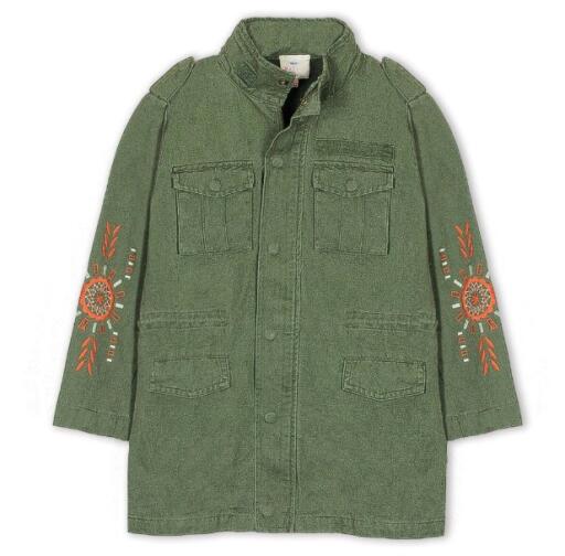 Girls Utility Military Style Jacket Olive