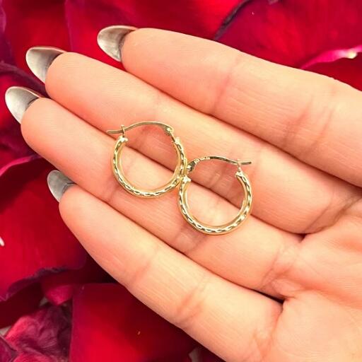 10K Solid Yellow Gold Round Hoop Earring
