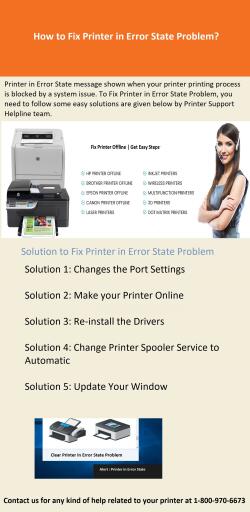 Printer in Error State | Resolve Printer Problem Online