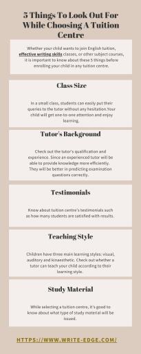 5 Things To Look Out For While Choosing A Tuition Centre