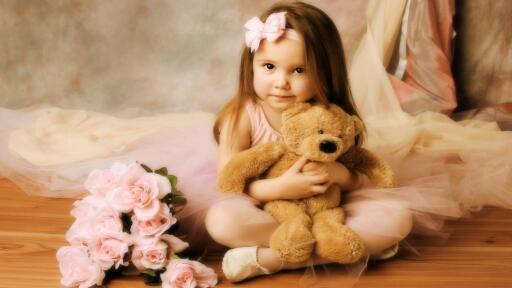 Cute Baby baby girls with teddy hd wallpapersiPhone Samsung HTC Sony Wallpaper