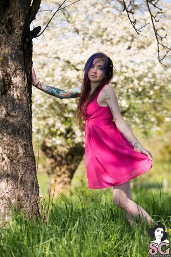 Beautiful Suicide Girl Sunburn en robe des champs 01 HD iPhone Retina Image