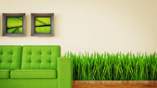 Couch grass interior design green paintings 80200 3840x2160 Ultra HD Computer Desktop Wallpaper