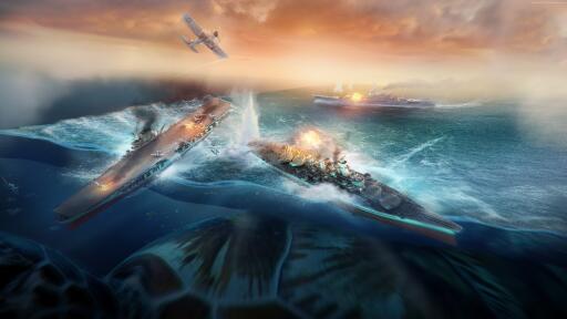 Ultra HD 4K world of warships 3840x2160 game mmorpg simulator sea water battle 10323 UHD Computer De