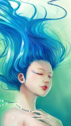 Ultra HD 4K Mobile Girl girl under water hair blue 3262 2160x3840 Samsung HTC Apple Google Nexus Wal
