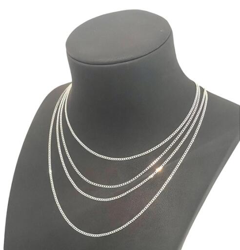 Sterling Silver Curb Chain - Real Silver Chain Necklace - Men's Women's Cuban Chain
