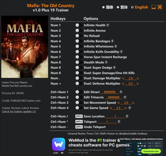 Mafia The Old Country Trainer
