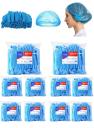 Gesalife 1000 Pieces Disposable Shower Caps Non Woven Mob Hair Net 19 Inch Black White and Blue Trio