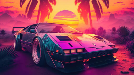synthwave car nostalgic for the 80s 3m