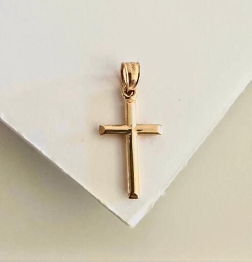 14K Yellow Gold Cross Pendant - 14K Real Gold Religious Jewelry
