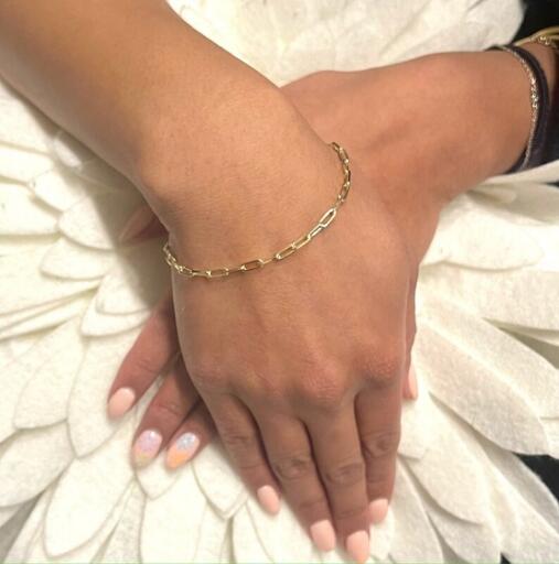 Paperclip Link Chain Bracelet | 925 Silver Gold Plated Bracelet | Dainty Stackable Paper Clip Bracel