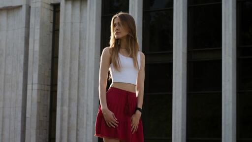 girl outdoors red skirt 4k gx 3840x2160