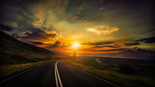 cool sunset road view 8k xc 5120x2880