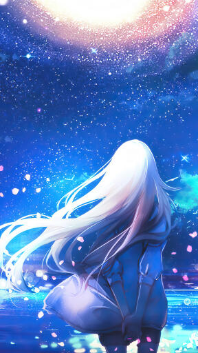anime girl night sky scenery uhdpaper.com 4K mobile 4.2381