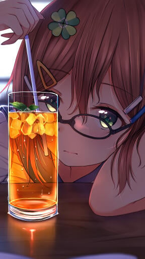 anime cute girl glasses uhdpaper.com 4K mobile 4.2489