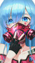 anime girl blue hair gas mask uhdpaper.com 4K mobile 6.1031