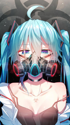 anime girl hazard gas mask hatsune miku uhdpaper.com 4K mobile 6.1028