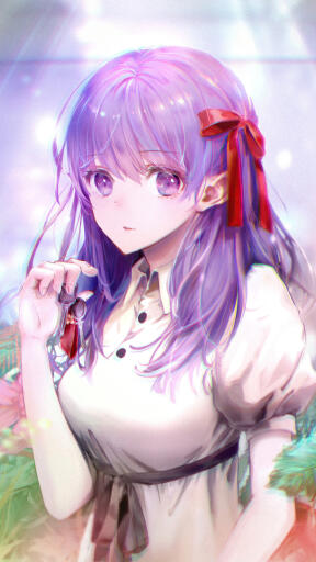 beautiful anime girl purple hair matou sakura fate grand order uhdpaper.com 4K mobile 6.1024
