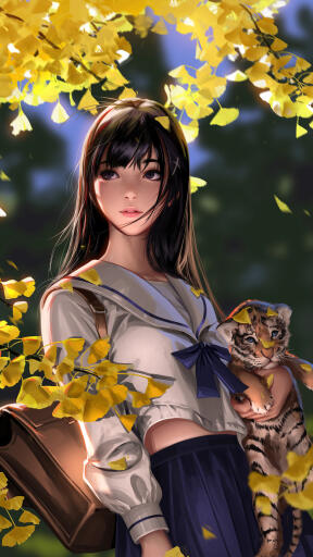 anime girl student school art uhdpaper.com 4K mobile 4.2418