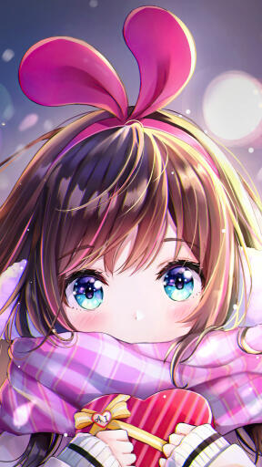 cute anime girl winter scarf uhdpaper.com 4K mobile 6.1009