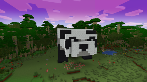 Cute Panda in Bamboo Forest, China Minecraft in Realmcraft Free Minecraft Style Game