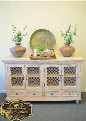 White French Provincial Wire Door Buffet Sideboard