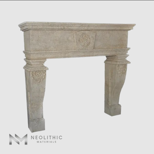 Newly Carved Stone Fireplace Mantels in California