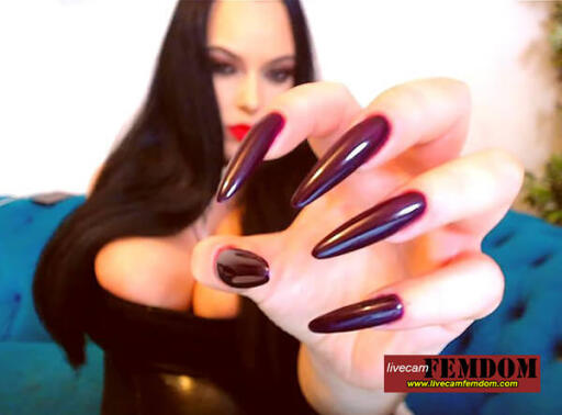 livecamfemdom huge titted brunette Mistress with purple fingernails