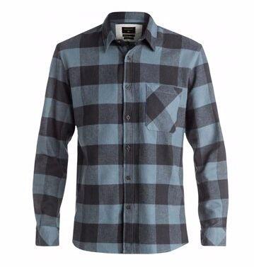 Grey-and-black-window-pane-check-flannel-shirt
