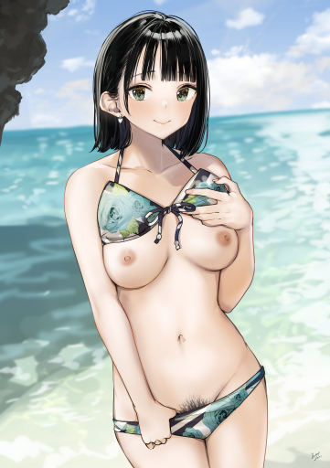 yande.re 940194 bikini breasts nipples panty pull pubic hair swimsuits takenoko no you undressing