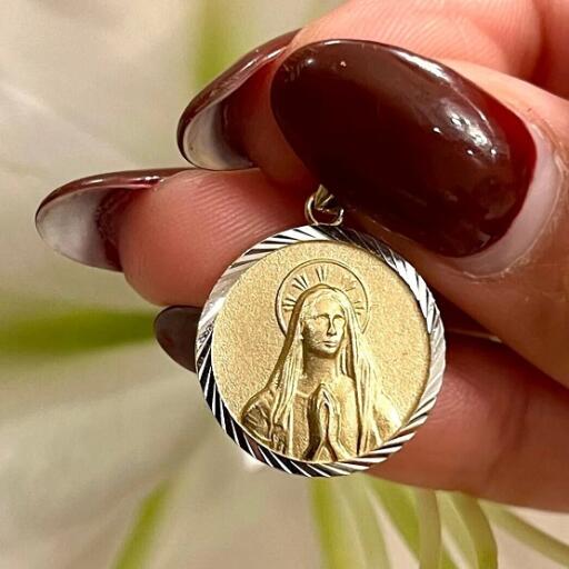 14K Gold Virgin Mary Pendant, Virgin Mary Miraculous Medal