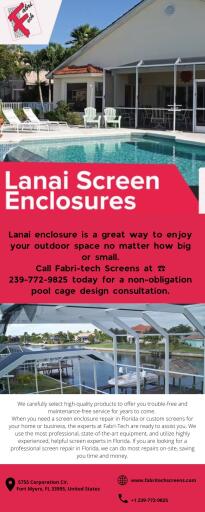 Lanai Screen Enclosure In Florida- Fabri-Tech Screens