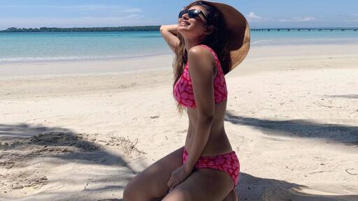 Mouni Roy pink bikini 6