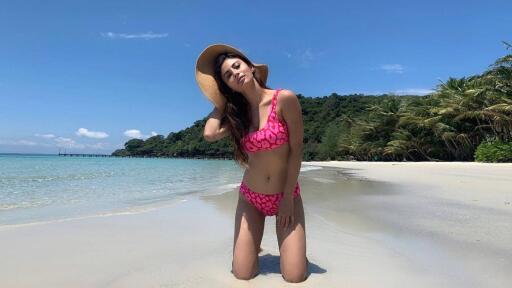 Mouni Roy pink bikini 7