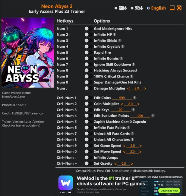 Neon Abyss 2 Trainer