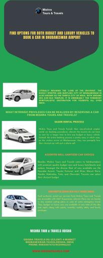 Find options for both budget and luxury vehicles to Book a car in Bhubaneswar