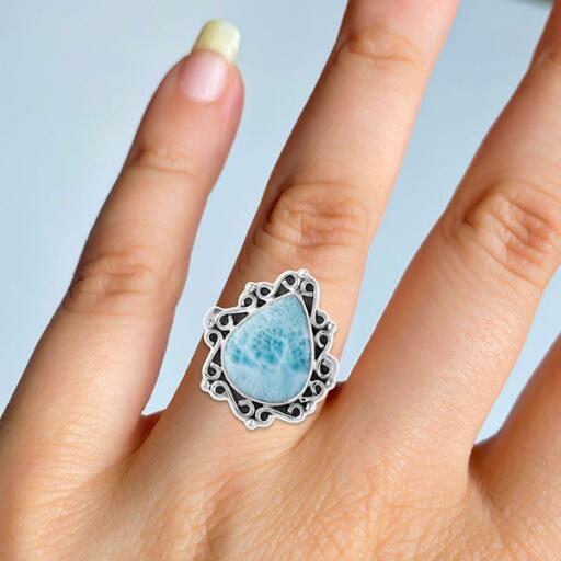 Exclusive Larimar Gemstone 925 Solid Sterling silver Jewelry For Women