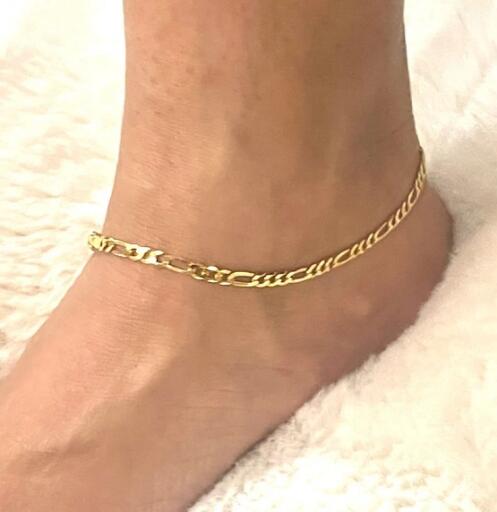 Gold Figaro Anklet, 3mm Gold Minimalist Anklet - Gold Chain Anklet - Gold Ankle Jewelry