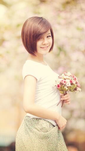 Ultra HD 4K Mobile Girl spring girl asian flashing bokeh smile flowers 55157 2160x3840 Samsung HTC A