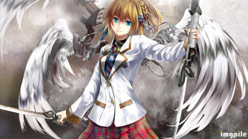 Art girl wings angel weapon form sword anime ultra 3840x2160 hd wallpaper 394188