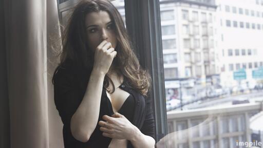 Rachel Weisz Hot in Black Bra Near the Window