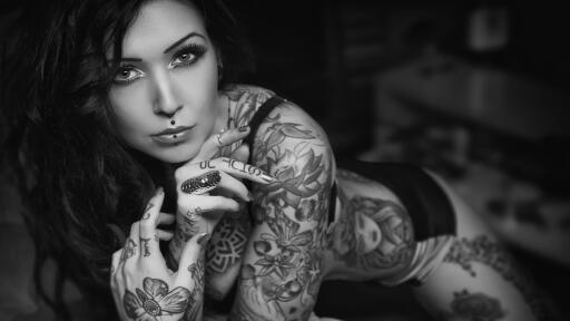 Beautiful Girl with body Tattoo 1 iPhone Computer Wallpaper