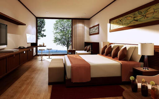 HD wallpaper interior of hotel room modern design brown tone hotel room room for three modern interi