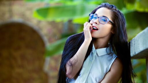 Beautiful Girl With specs glasses red lipsti Stunning Face 56 Body iPhone Computer Desktop Wallpaper