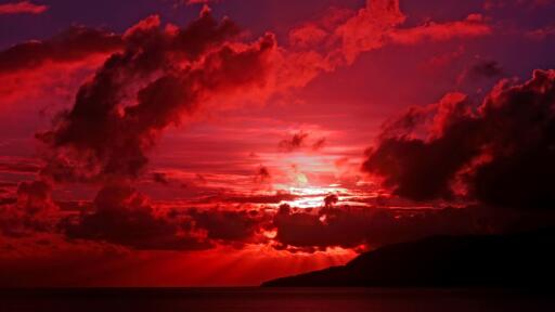 Sea Sunset Red Wallpaper