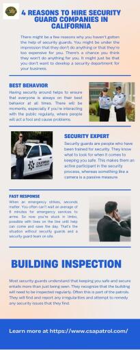 4 Reasons To Hire Security Guard Companies In California